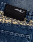 BLUE LEOPARD POCKET DENIM JORT
