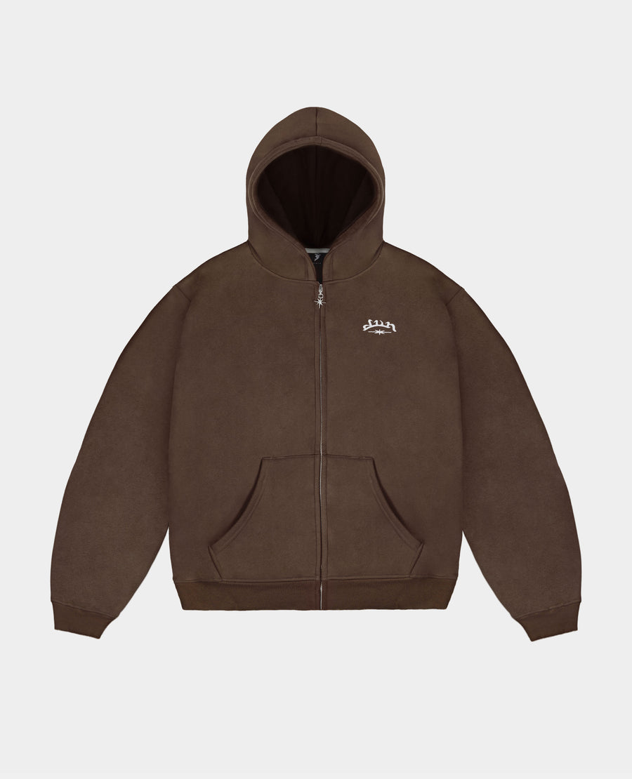 BROWN COMPASS ZIP