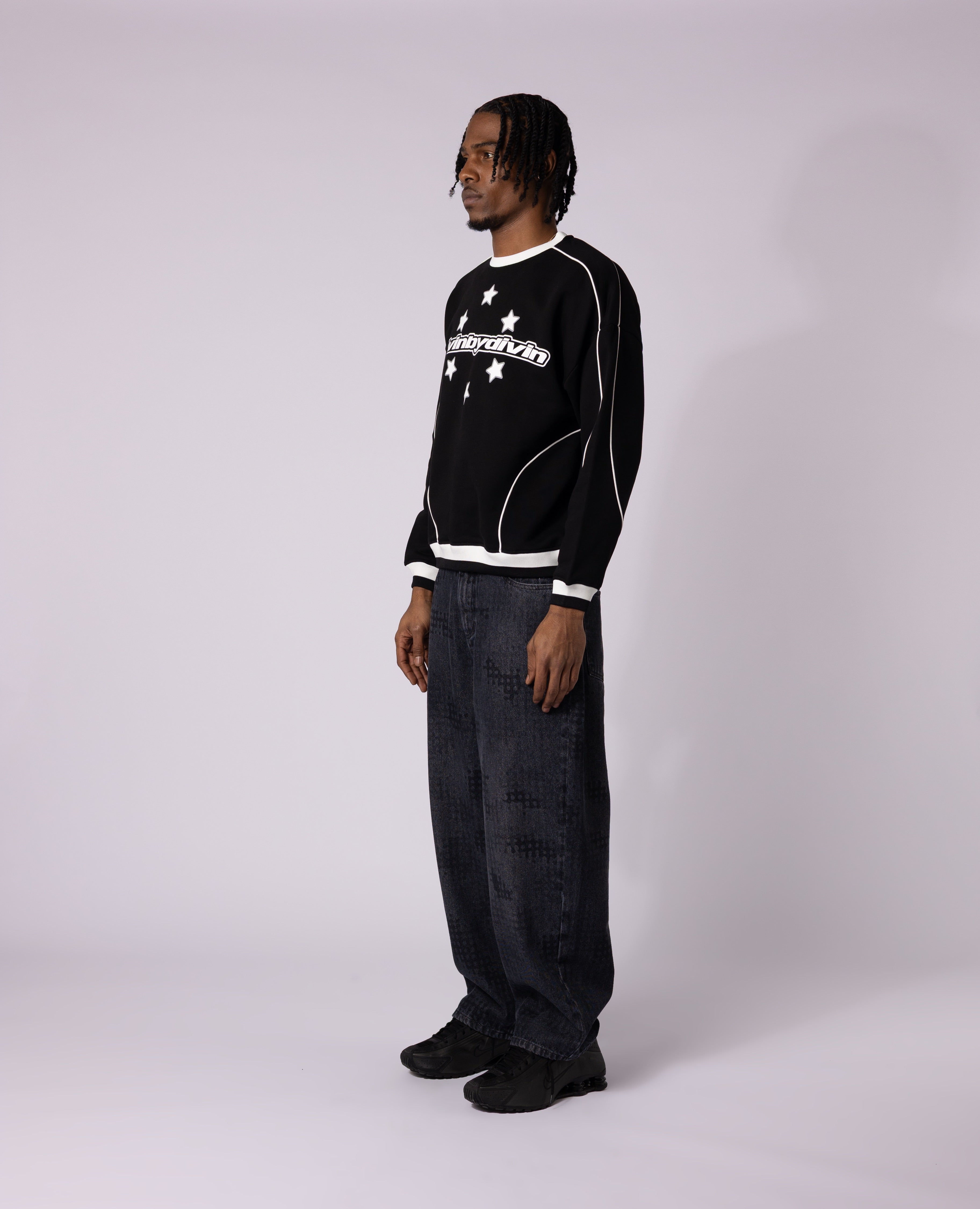 BLACK 6SNOW CREWNECK