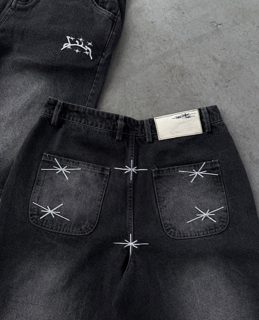 WASHED BLACK DENIM JORT