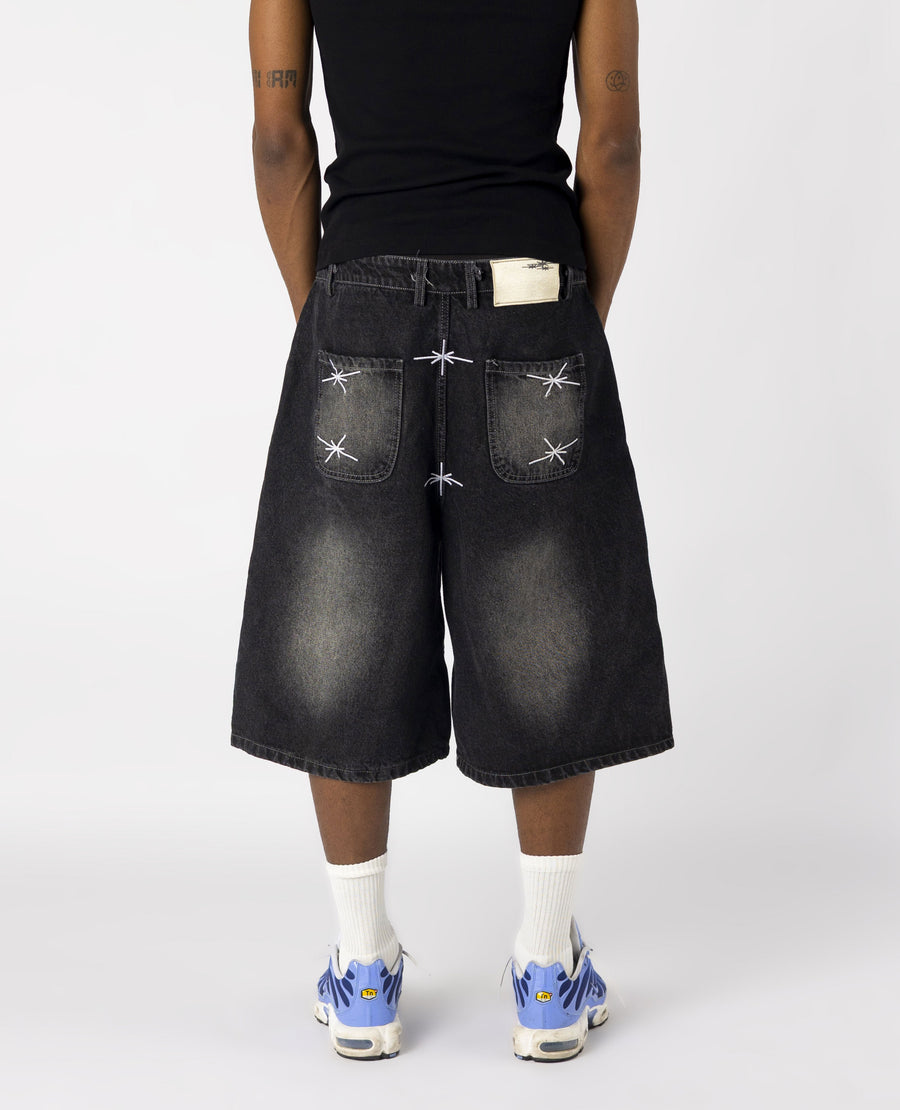 WASHED BLACK DENIM JORT