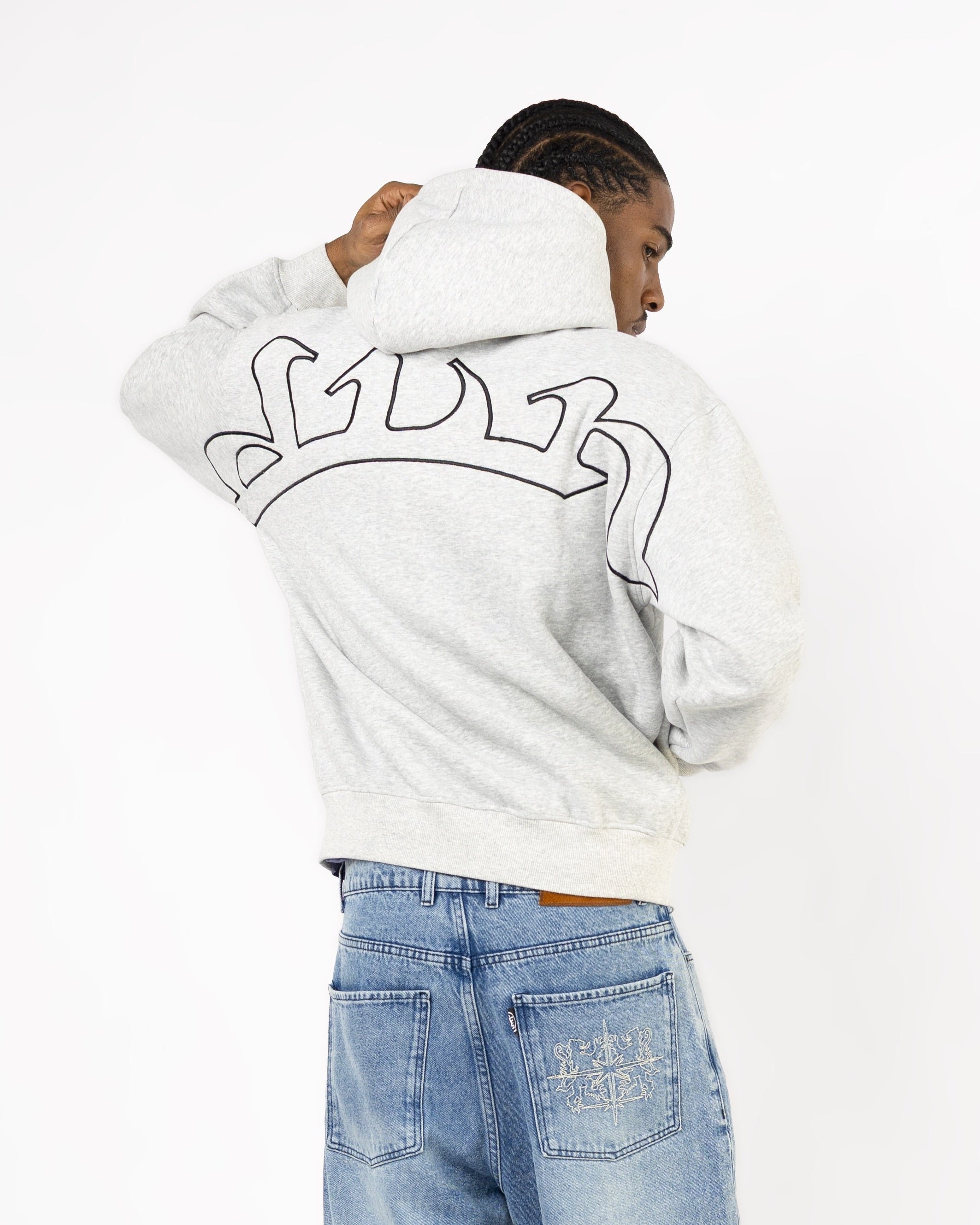GREY STRAIGHT ZIP