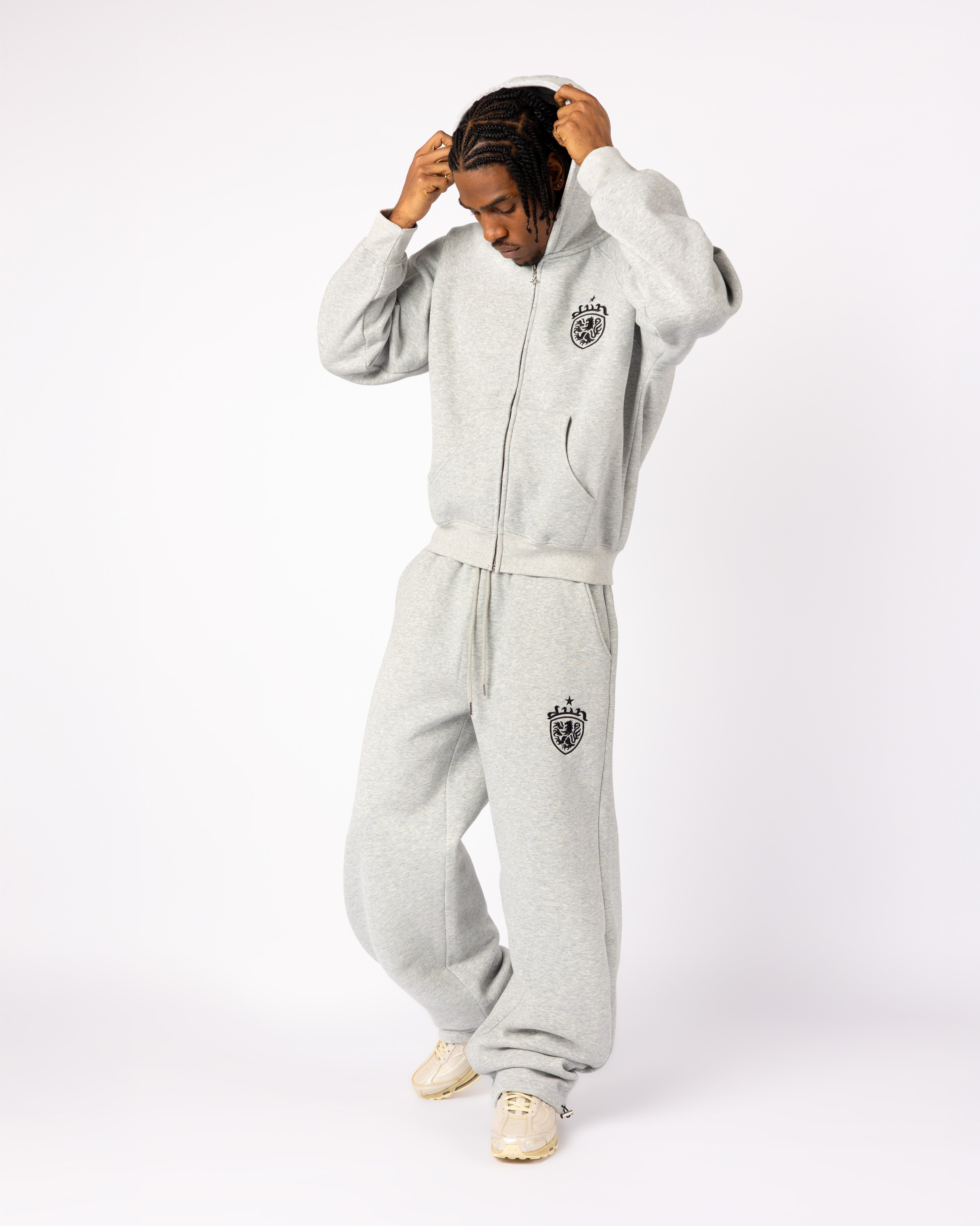 GREY COA EMBROIDERY JOGGERS