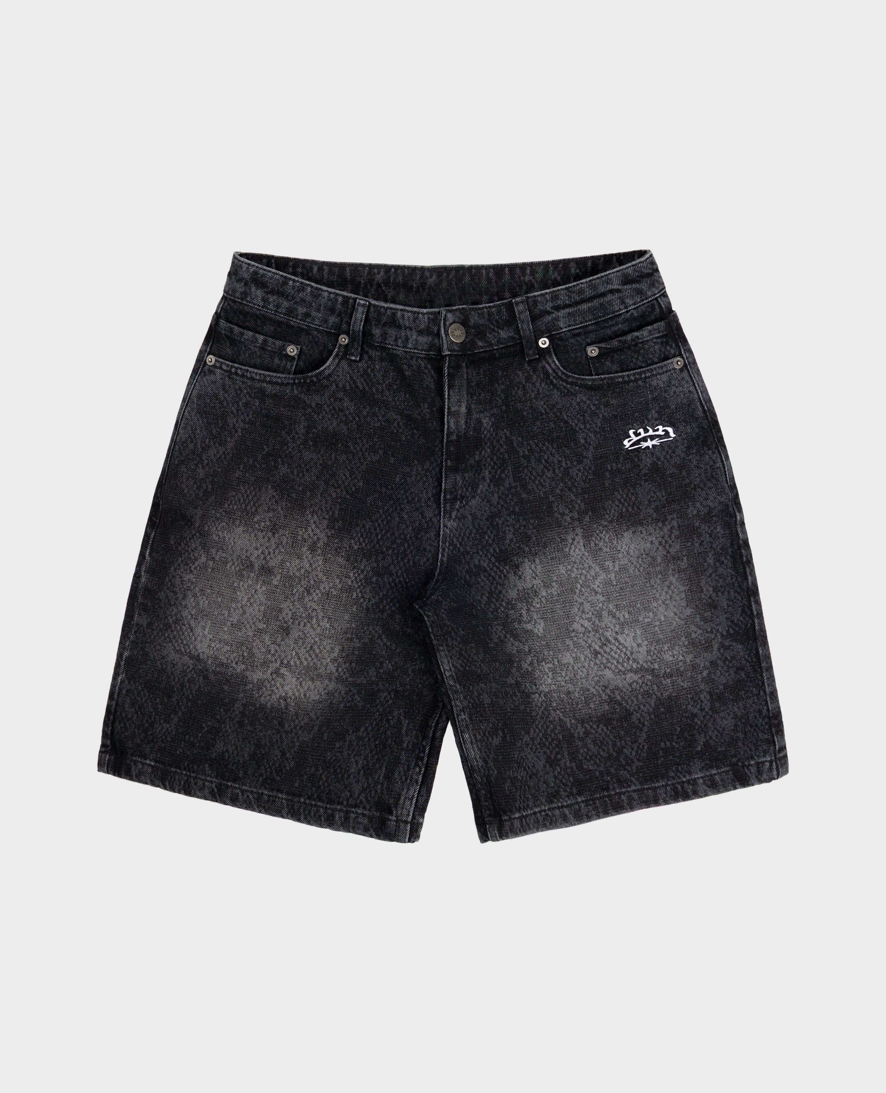 Black Animals Denim Short