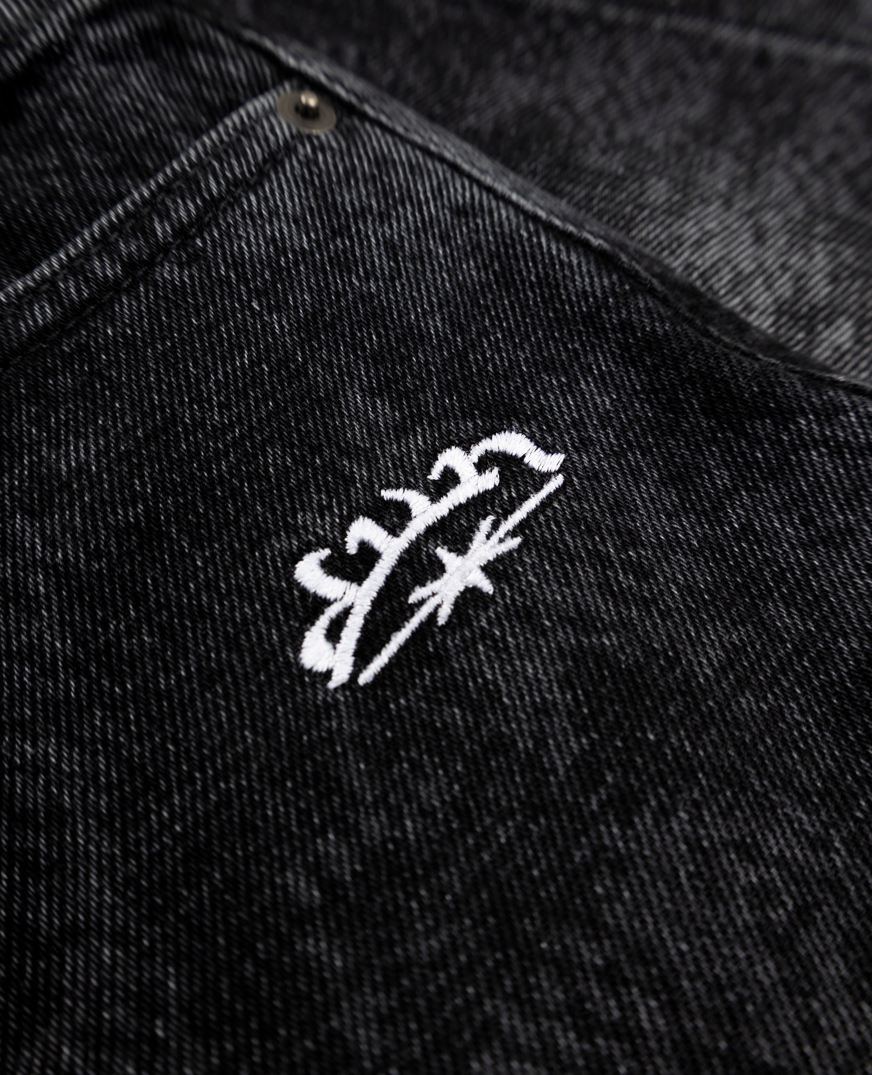 Black Animals Denim Short