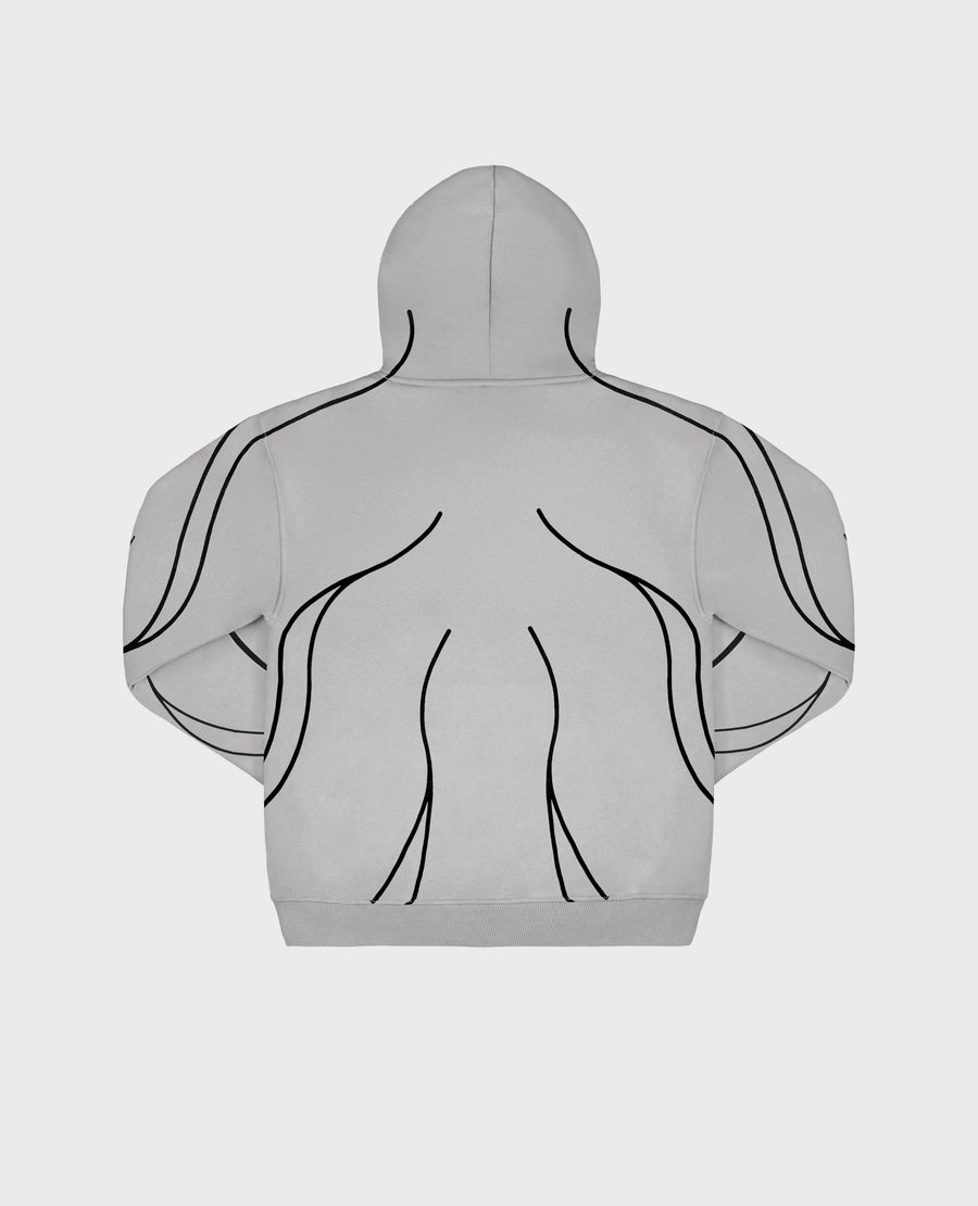 LINE GREY HOODIE